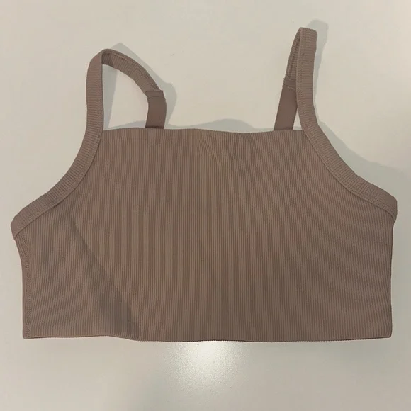 Aerie Nude Pink Ribbed Sports Bra - Picture 1 of 3